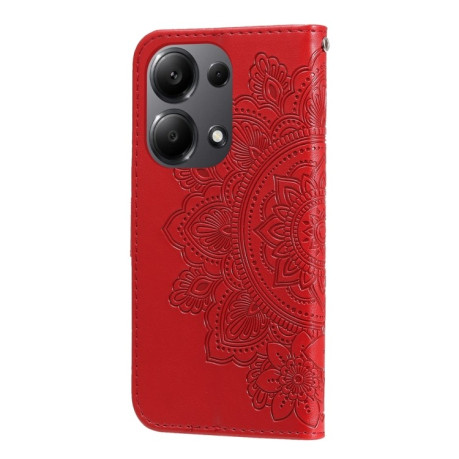 Чехол-книжка 7-petal Flowers Embossing для Xiaomi Redmi Note13 Pro 4G Global/Poco M6 Pro 4G - красный