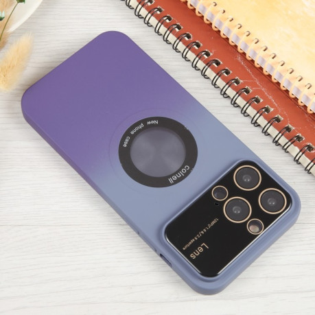 Противоударный чехол Gradient Silicone Shockproof Magsafe для iPhone 15 Plus - серо-фиолетовый