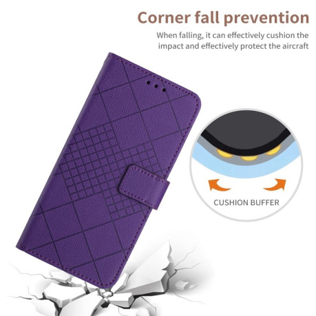 Чехол-книжка Rhombic Grid Texture для OnePlus 12 5G Global - фиолетовый