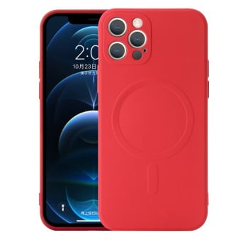 Противоударный чехол Liquid Silicone Full (Magsafe) для iPhone 12 Pro - красный