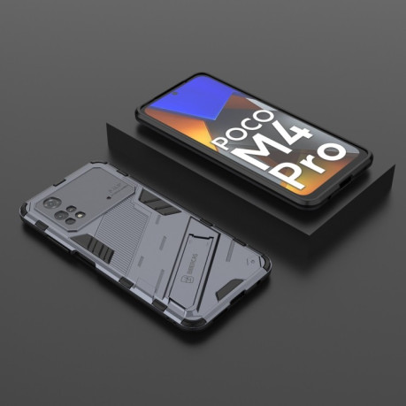 Противоударный чехол Punk Armor для Xiaomi Poco M4 Pro 4G - серый
