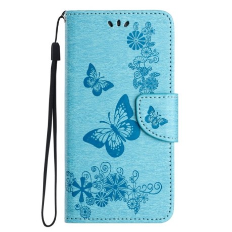 Чохол-книжка Embossed Butterfly для iPhone 16 Plus - синій