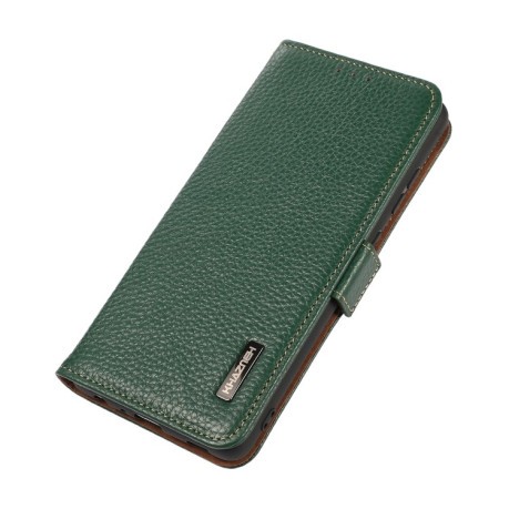 Кожаный чехол-книжка KHAZNEH Genuine Leather RFID для  Samsung Galaxy S22 Ultra 5G - зеленый