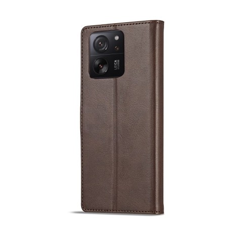 Чехол книжка LCIMEEKE Calf Texture на Xiaomi 14T Pro - кофейный