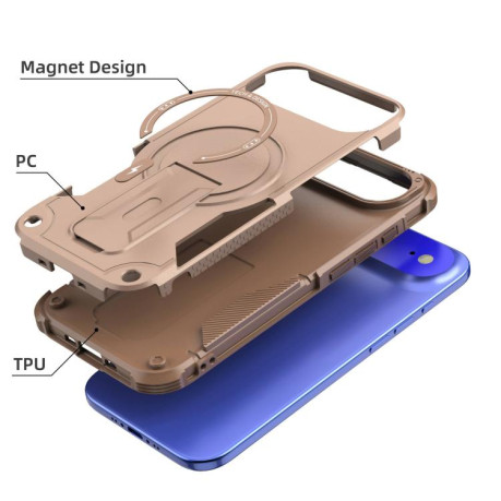 Противоударный чехол Armor Magsafe Holder PC Hybrid TPU для iPhone Air - Gold