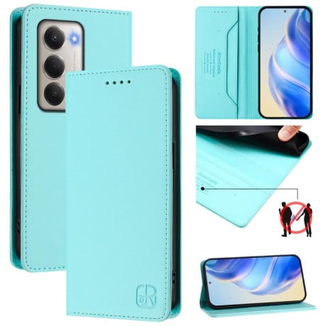 Чехол-книжка RC01 Dual-Folded Magnetic Suction RFID на Xiaomi Redmi 15 5G / 4G EU 171mm  - зеленый