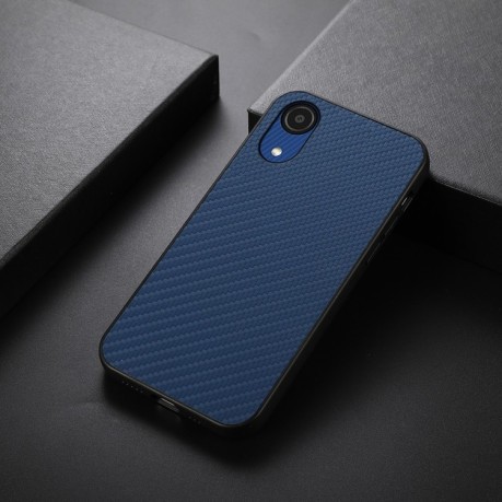 Противоударный чехол Carbon Fiber Skin для Samsung Galaxy A03 Core  - синий