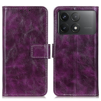 Чехол-книжка Magnetic Retro Crazy Horse Texture на  Xiaomi Poco F6 Pro  - фиолетовый