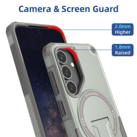Противоударный чехол MagSafe Holder Armor PC Hybrid для Samsung Galaxy S24+ 5G / S25+ 5G - серый