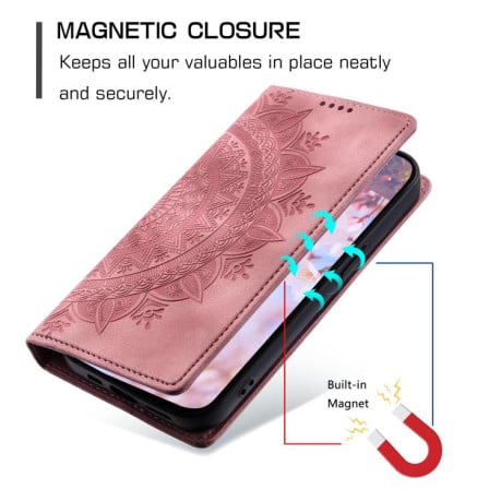 Чехол-книжка с тиснением Totem Embossed на Samsung Galaxy A17 5G - розовое золото