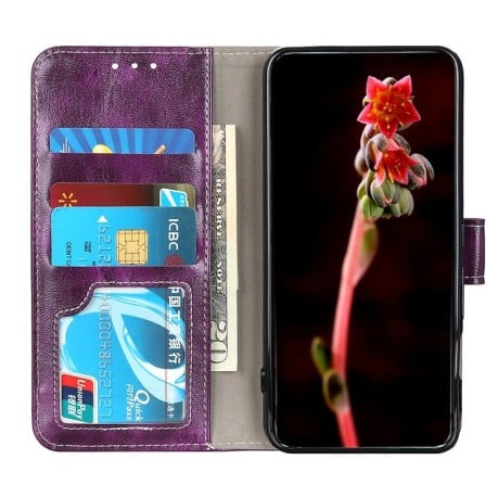 Кожаный чехол-книжка Retro Crazy Horse Texture на Samsung Galaxy A03 Core - фиолетовый