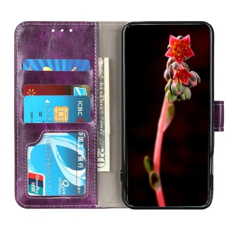 Чехол-книжка Magnetic Retro Crazy Horse Texture на Xiaomi Redmi Note 11E/Redme 10 5G/ Poco M4 5G Global - фиолетовый