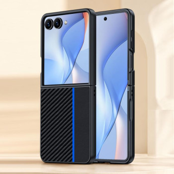 Противоударный чехол Carbon Fiber Texture Printing на Samsung Galaxy Flip8 5G — чёрный/синий