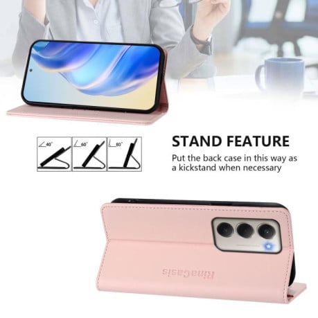 Чехол-книжка RC01 Dual-Folded Magnetic Suction RFID на Xiaomi Redmi 15 5G / 4G EU 171mm - розовый