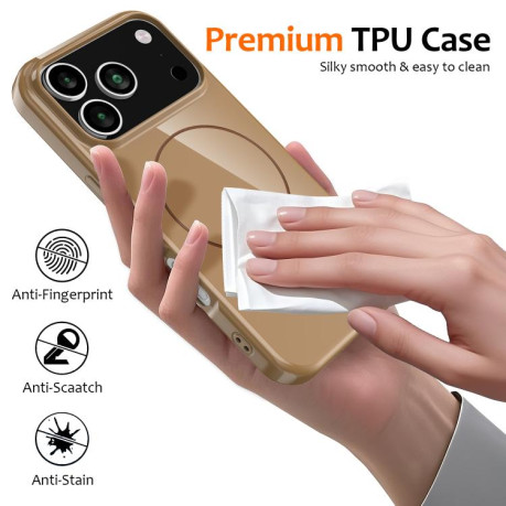 Противоударный чехол Glossy TPU Shockproof MagSafe на iPhone 17 Pro - золотой
