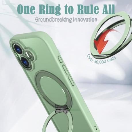 Чохол kalebol з MagSafe та підставкою 360 Metal Ring Holder на iPhone 17 - зелений