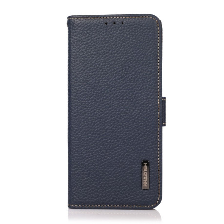 Кожаный чехол-книжка KHAZNEH Genuine Leather RFID для Samsung Galaxy S21 FE 5G - синий