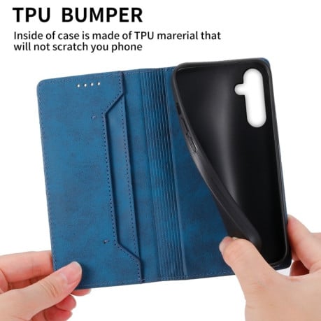 Чохол-книжка Business Solid Color із захистом від сканування RFID на Samsung Galaxy A17 4G - синій