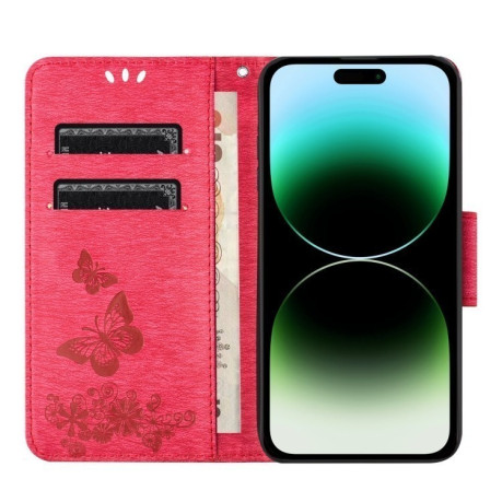 Чохол-книжка Embossed Butterfly для iPhone 16 Pro Max - червоний