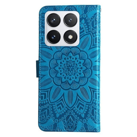Чехол-книжка Embossed Sunflower для Xiaomi 14T Pro - синий