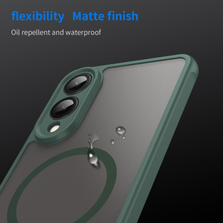 Протиударний чохол Fan Dun Series TPU Hybrid PC Frosted Magsafe для Samsung Galaxy S25 Edge 5G - зелений