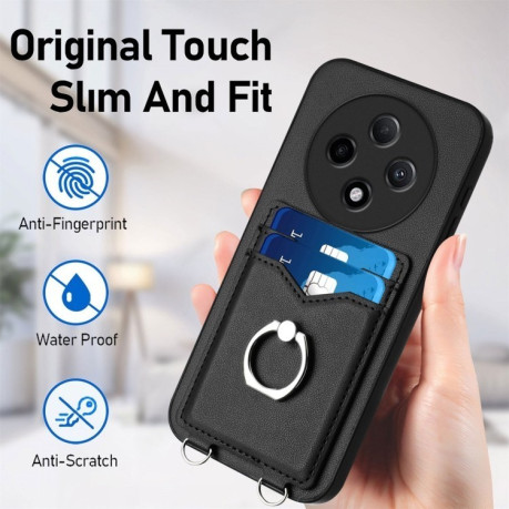 Чохол протиударний R20 Ring Card Holder для OPPO A3 Pro 5G - чорний