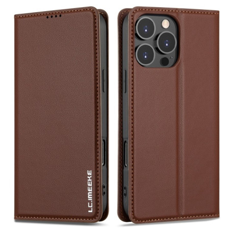 Чехол-книжка LCIMEEKE LC-001 Series для iPhone 16 Pro - коричневый
