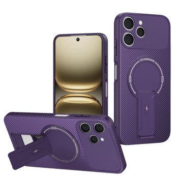 Противоударный чехол Carbon Fiber Texture (MagSafe) на Tecno Spark 40 4G — фиолетовый