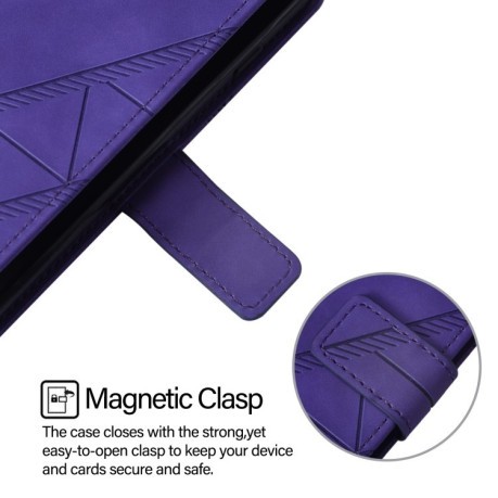 Чехол- книжка Crossbody 3D Embossed Flip Leather на Xiaomi 14T Pro - фиолетовый
