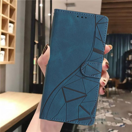 Чехол-книжка Triangles Embossed Leather для Motorola Edge 60 - синий