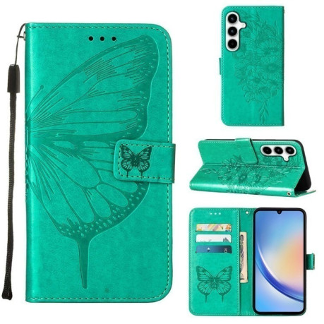 Чохол-книжка Embossed Butterfly для Samsung Galaxy A35 5G - зелений