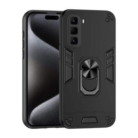 Ударозащитный чехол Metal Ring Holder для Infinix Hot 50 Pro+ 4G - черный