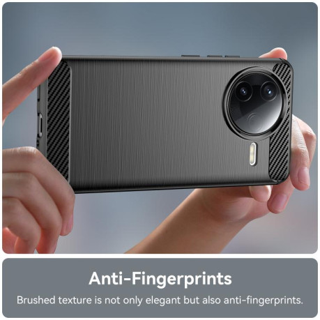 Противоударный чехол Brushed Texture Carbon Fiber на Xiaomi Poco F7 Pro 5G - черный