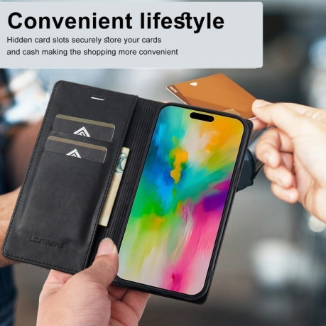 Чехол-книжка LCIMEEKE RFID для iPhone 16 Pro Max - черный