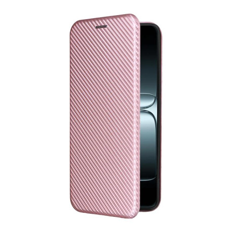Чехол-книжка Carbon Fiber Texture на OnePlus 13T - розовый