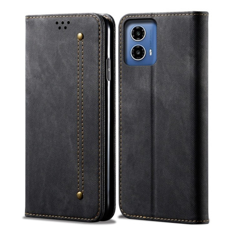 Чехол книжка Denim Texture Casual Style на Motorola Moto G85 - черный