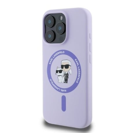 Оригинальный чехол Karl Lagerfeld Choupette Heads Ring MagSafe для iPhone 16 Pro Max - purple