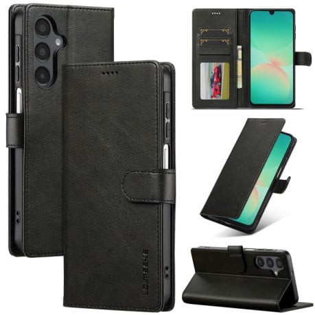 Чохол книжка LC.IMEEKE з фактурою Calf та магнітним хлястиком на Samsung Galaxy S25 FE 5G - чорний