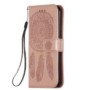 Чехол-книжка Dream Catcher Printing Horizontal Flip на Samsung Galaxy A01 - розовое золото