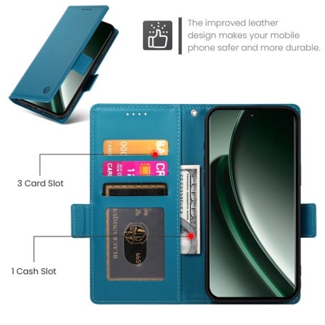 Чехол-книжка Side Buckle Magnetic Frosted Leather для Realme GT 6 Global/ Realme GT 6 4G - синий