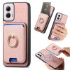 Чехол Retro Cross Leather Ring Vertical Insert Card Bag MagSafe для Motorola Moto G35 5G - розовый