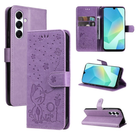 Чохол-книжка Cat Embossing Pattern  для Samsung Galaxy A26 5G - фіолетовий