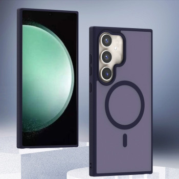 Противоударный чехол Transparent TPU Hybrid PC Magsafe для Samsung Galaxy S24 FE 5G - фиолетовый