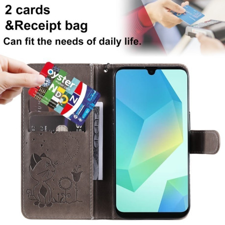 Чохол-книжка Cat Embossing Pattern  для Samsung Galaxy A26 5G - сірий