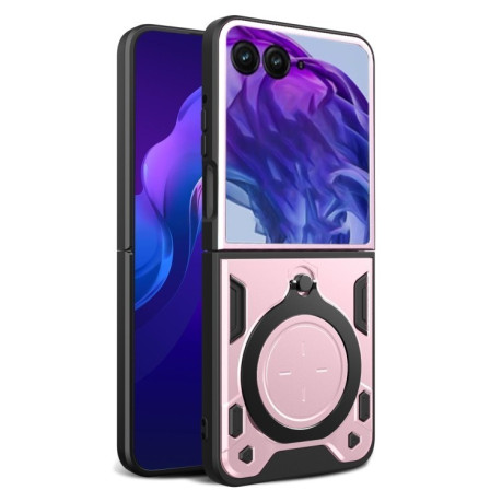 Противоударный чехол CD Texture Sliding Camshield Magnetic Holder на Motorola Razr 50 Ultra - розовый