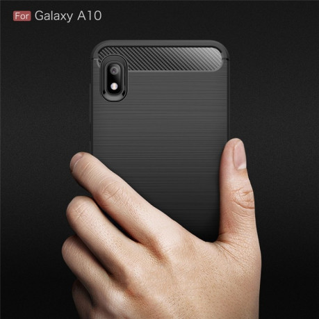 Чехол Brushed Texture Carbon Fiber на Samsung Galaxy A10- красный