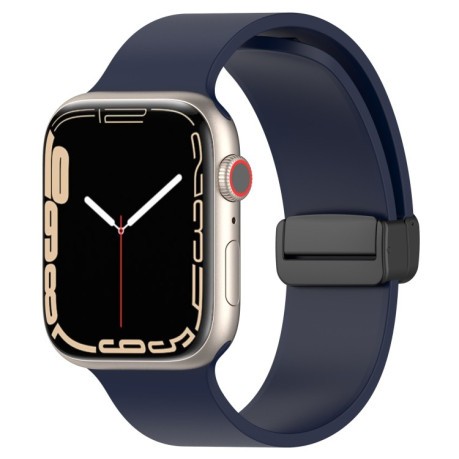 Силиконовый ремешок Magnetic Black Buckle Smooth для Apple Watch 10 46mm/Ultra 49mm / Series 8/7 45mm / 44mm / 42mm /42mm - синий