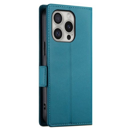 Чехол-книжка Side Buckle Magnetic Frosted Leather для iPhone 16 Pro - синий