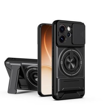 Протиударний чохол Lens Sliding Window Multifunctional Magnetic Shockproof зі шторкою камери на OPPO Reno15 Pro 5G Global — чорний