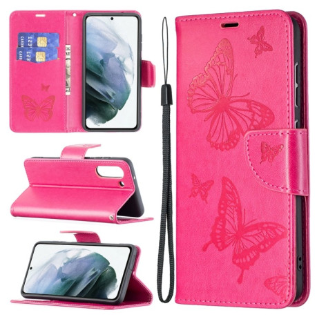 Чохол-книжка Butterflies Pattern Samsung Galaxy S21 FE - пурпурно-червоний